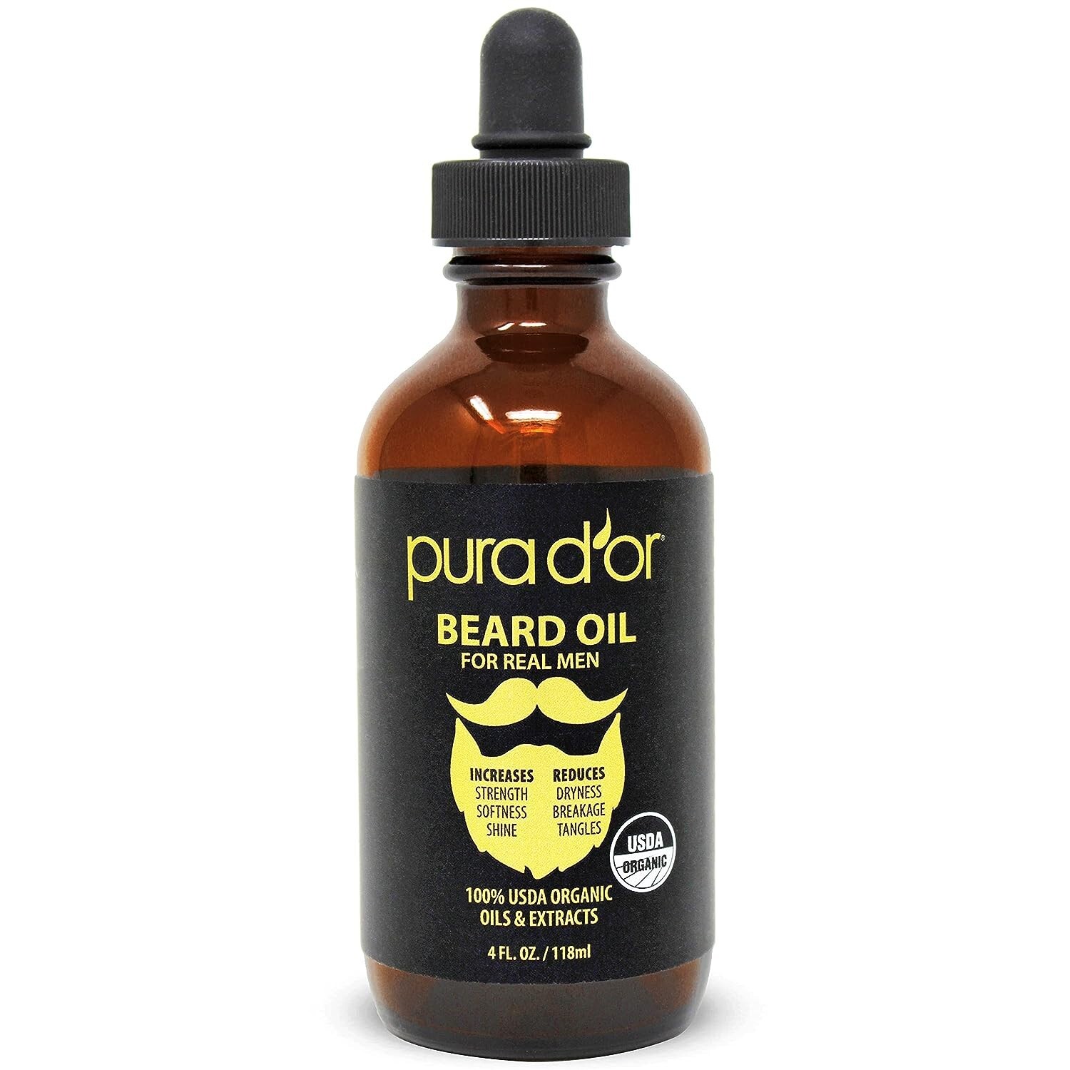 PURA D’OR Dor Organic Beard Oil 4oz VALUE SIZE for Groomed Beard & Mustache
