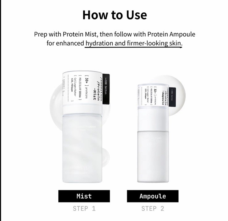 millimilli 500 Dalton Protein Duo Hydrating Mist & Firming Ampoule K-Beauty Set