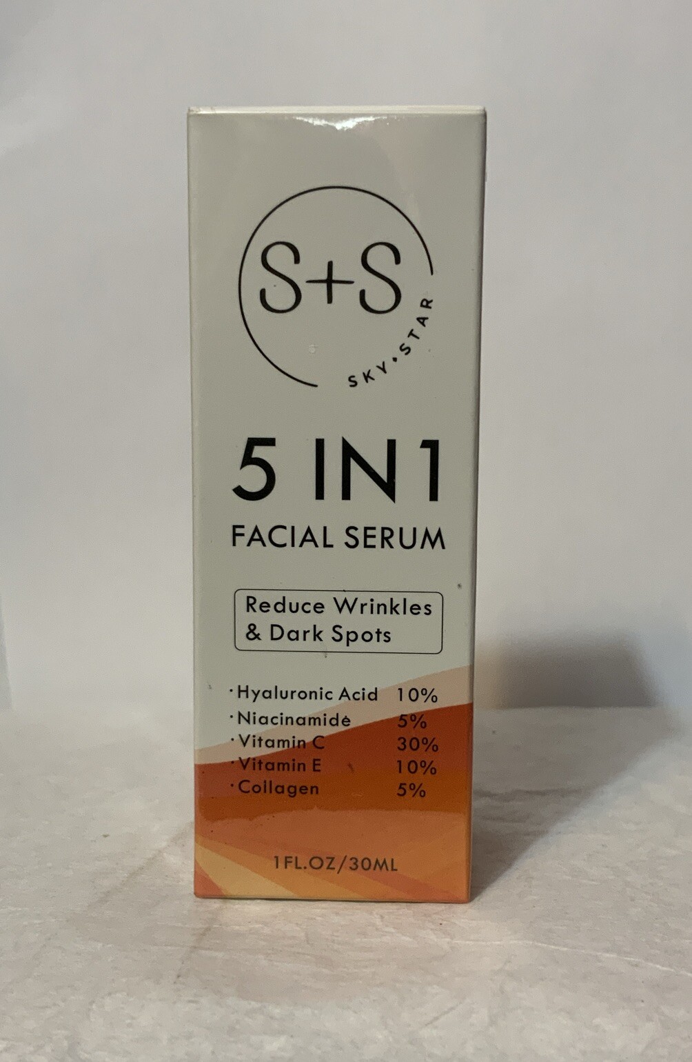 S+S~Sky*Star~5 in 1 Facial Serum~Reduces Wrinkles &Dark Spots~1Fl.oz/30ml~Sealed