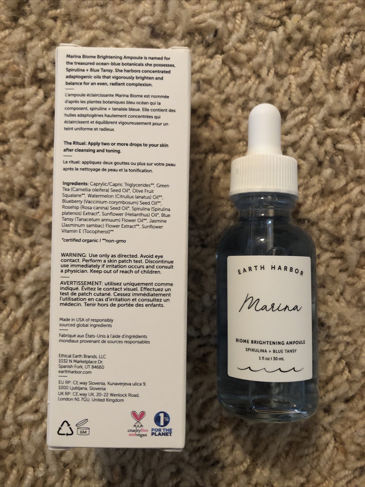 Earth Harbor Marina Biome Brightening Ampoule 1 oz 30ml Full Size ~ NIB!! 💙