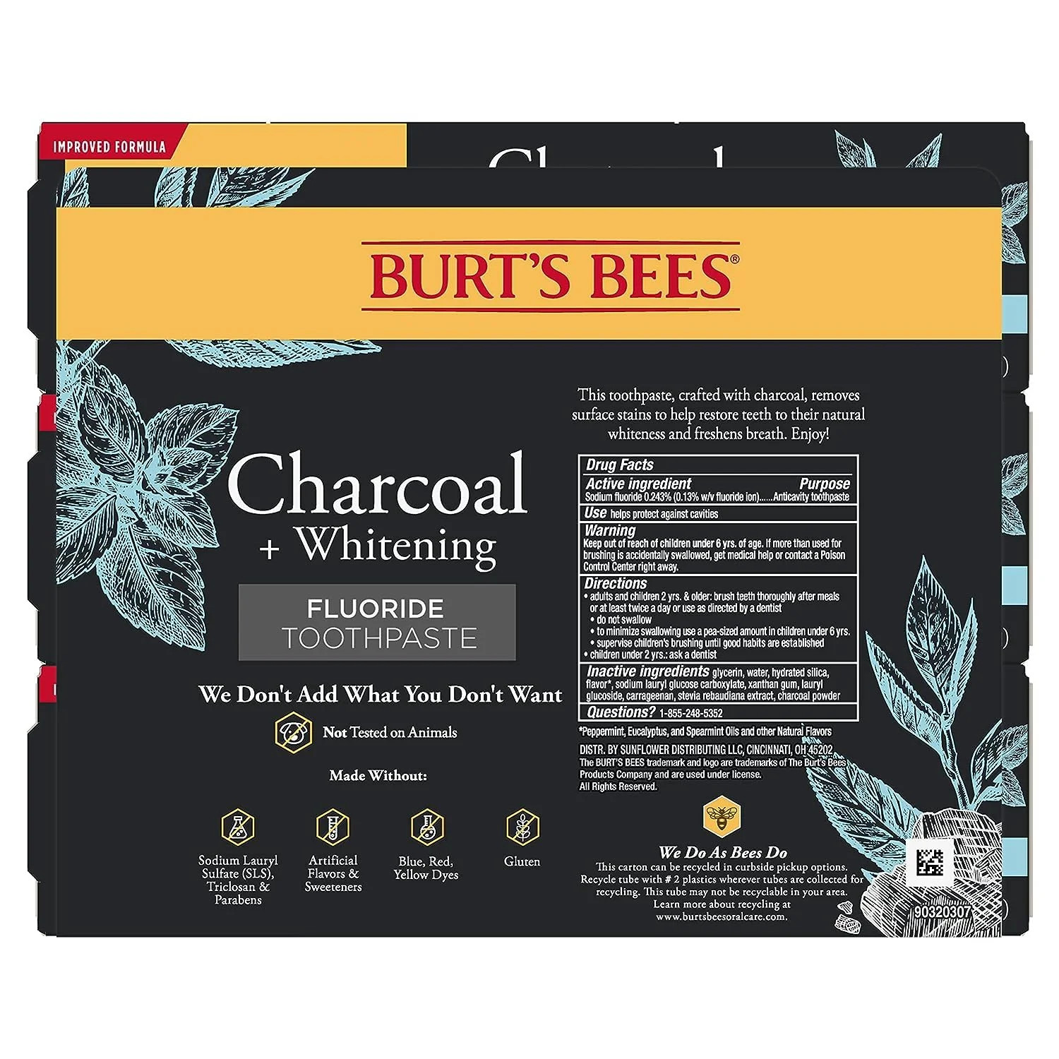 Burt’s Bees Toothpaste, Natural Flavor, Charcoal with Fluoride Toothpaste, Mount
