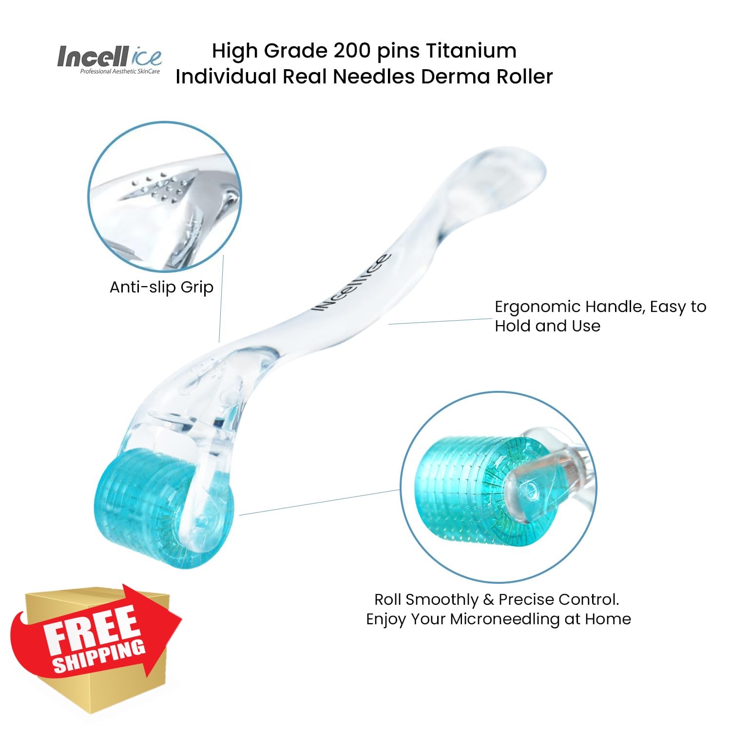 INCELLICE Derma Roller 1.5 Aqua Blue