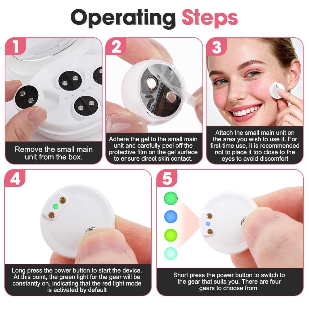 Facial Beauty Massager Device Red Light Therapy LED Eye Patches Reduce Wrinkles