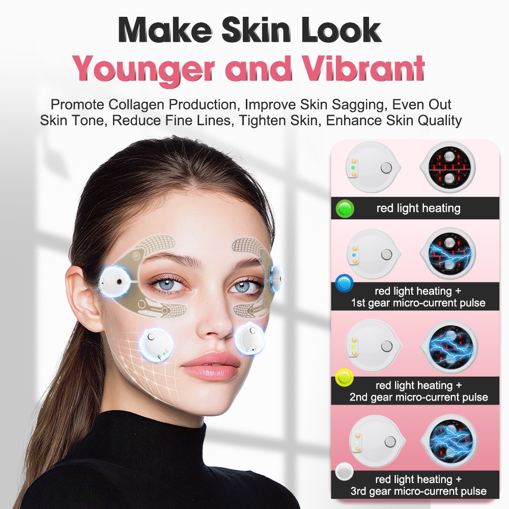 Facial Beauty Massager Device Red Light Therapy LED Eye Patches Reduce Wrinkles