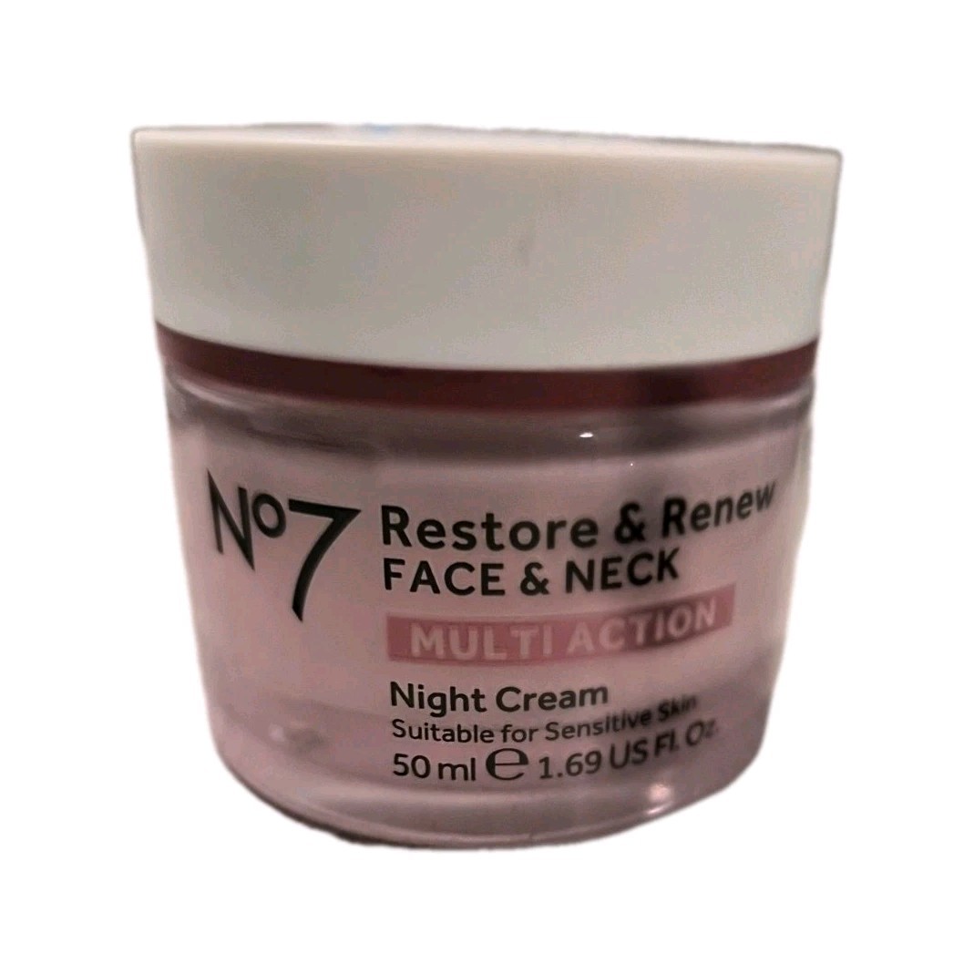 No7 Restore & Renew Multi Action Anti-Aging Night Cream Face & Neck 1.69 fl oz