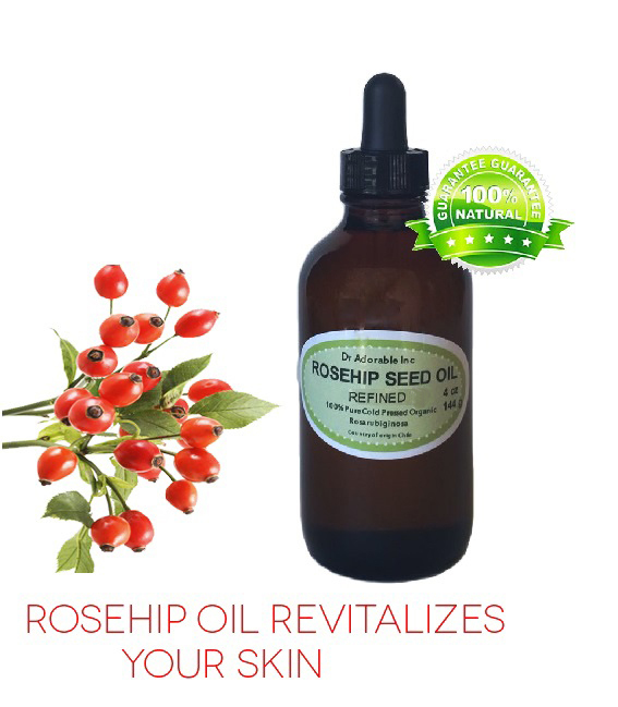 4 oz Glass Bottle REFINED Rosehip Oil Pure Organic Rose Hip Oil Cold Pressed