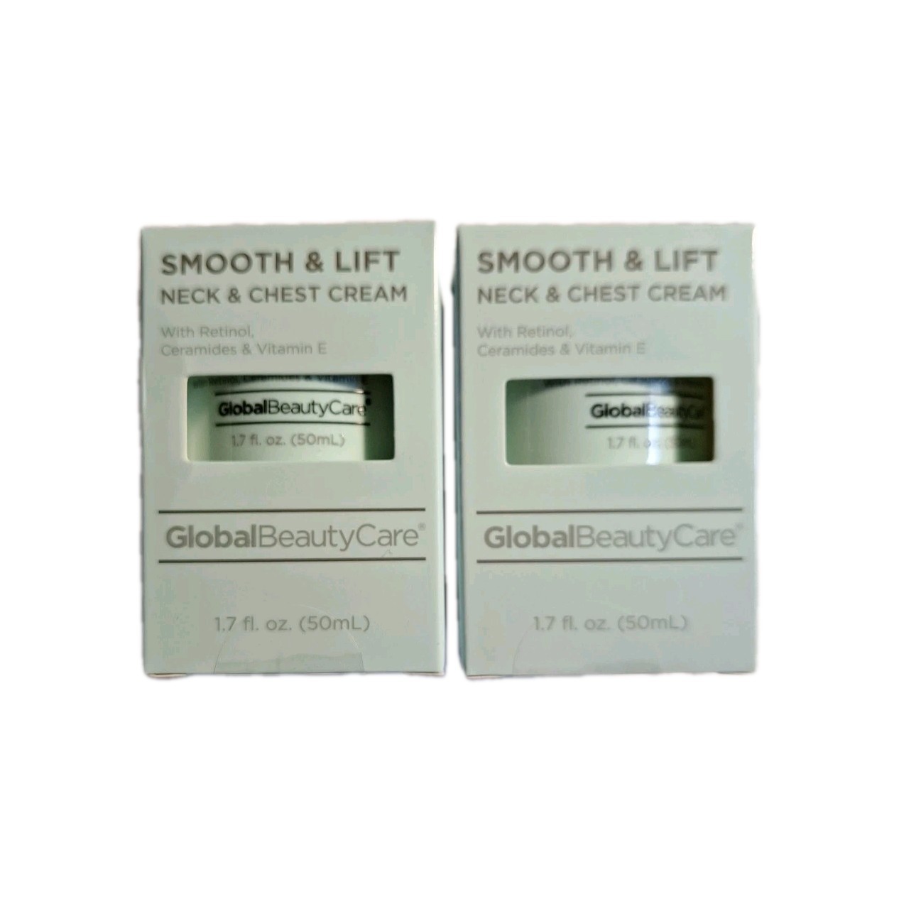 Global Beauty Care Smooth & Lift Neck & Chest Cream 1.7 floz (2) Jars Sealed Box
