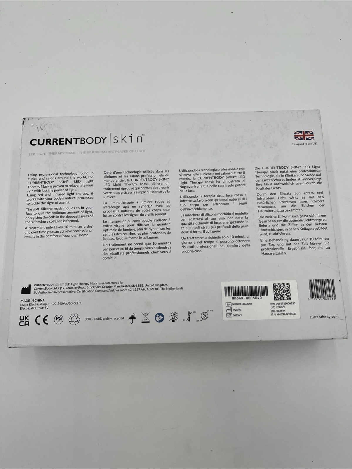 CurrentBody Skin LED Light Therapy Mask – Open Box Series 1