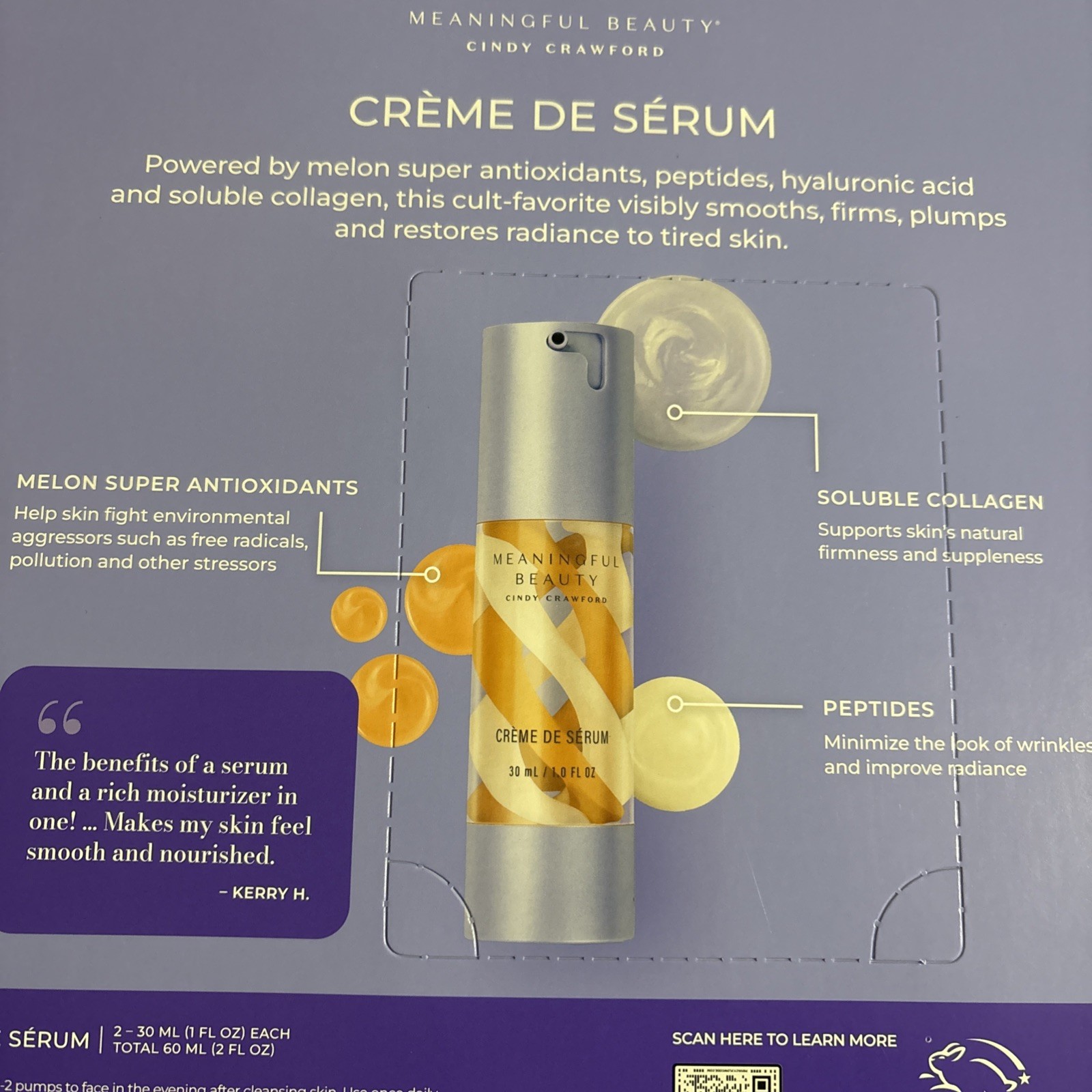 MEANINGFUL BEAUTY CINDY CRAWFORD 2 in 1 Crème De Serum 2 PK, 1 Fl Oz Each