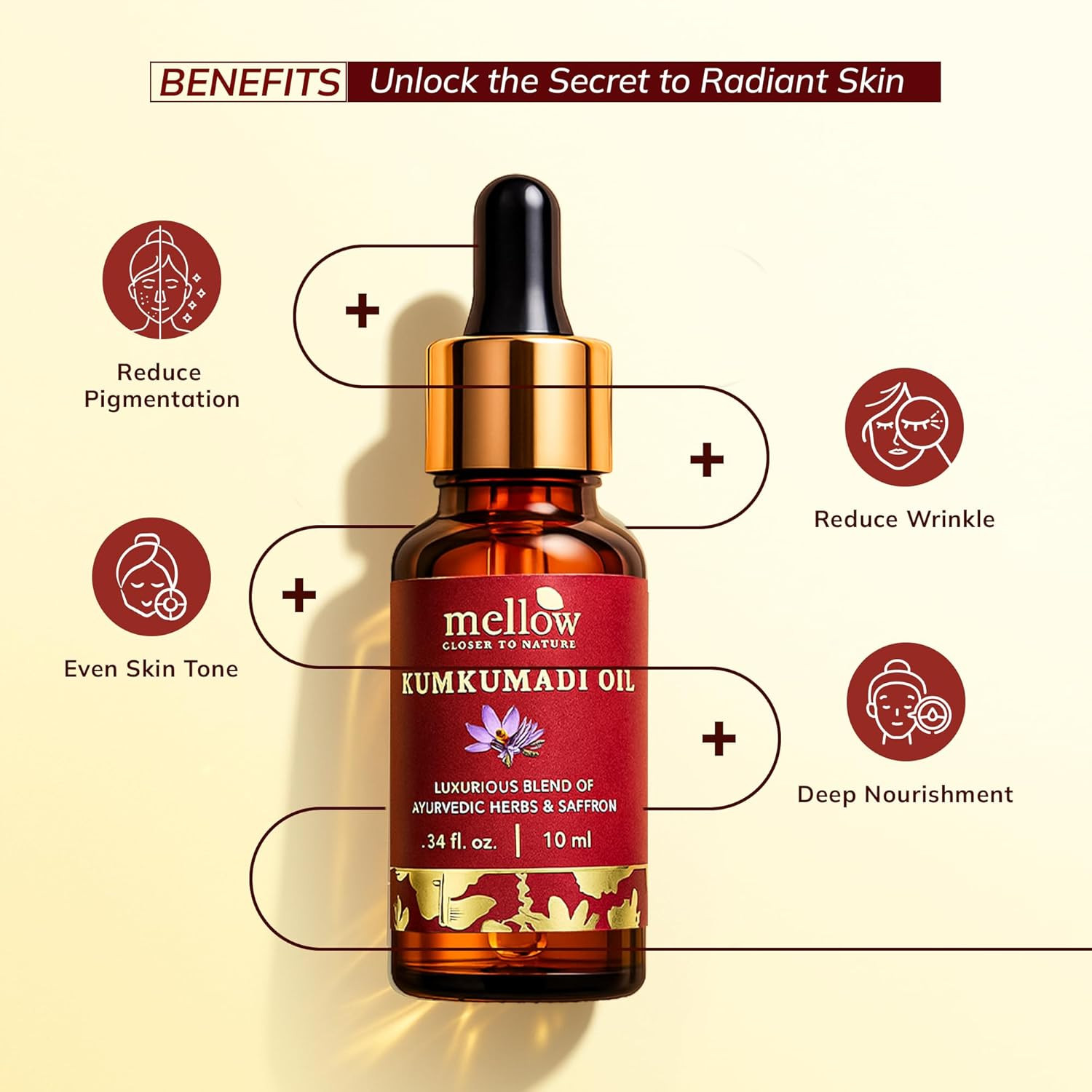Ayurvedic Kumkumadi Oil with 22 Herbs Deep Nourishment & Reduces Fine Lines 10ml