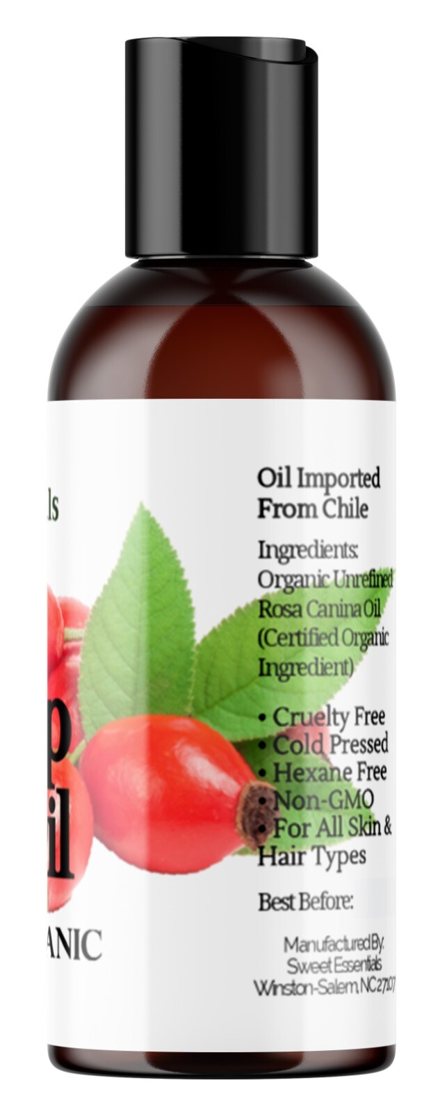 Organic Rosehip Seed Oil | 2oz | Imported From Chile | 100% Pure | Cold Pressed