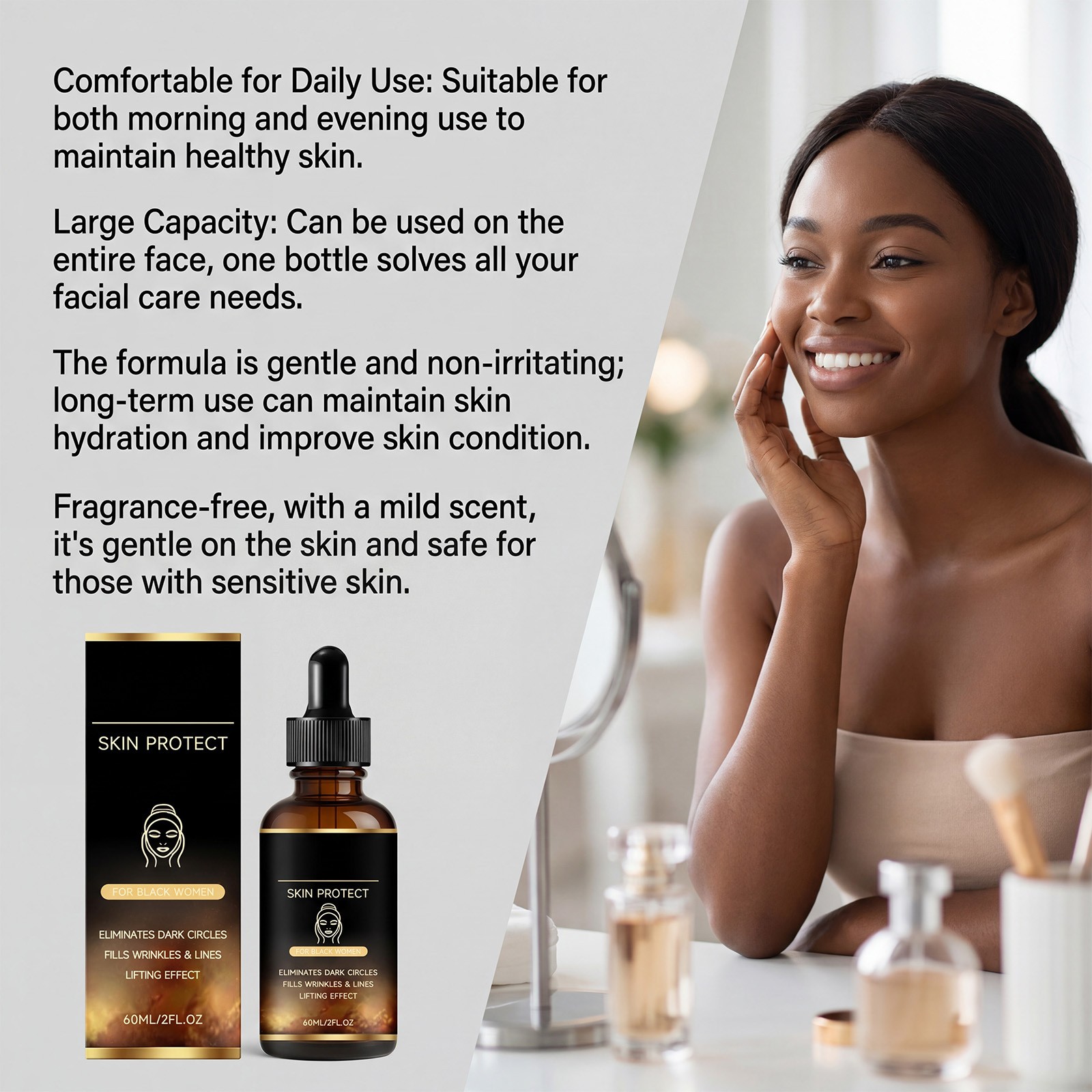 1-5PCS Skin Protect Serum Black Women Gentle Facial Skin Care Moisturizing Serum