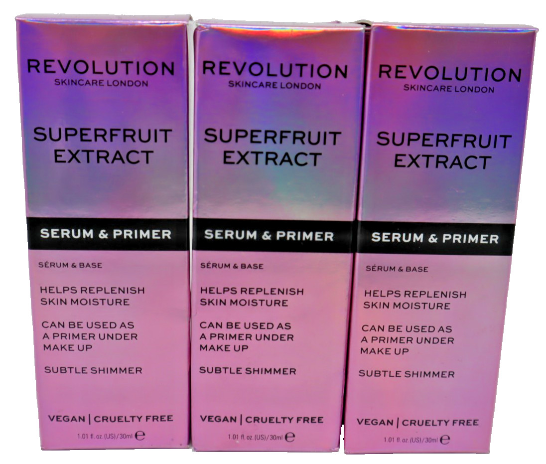 Revolution Superfruit Extract Serum Primer 1.05 fl oz – 3 Pack – New