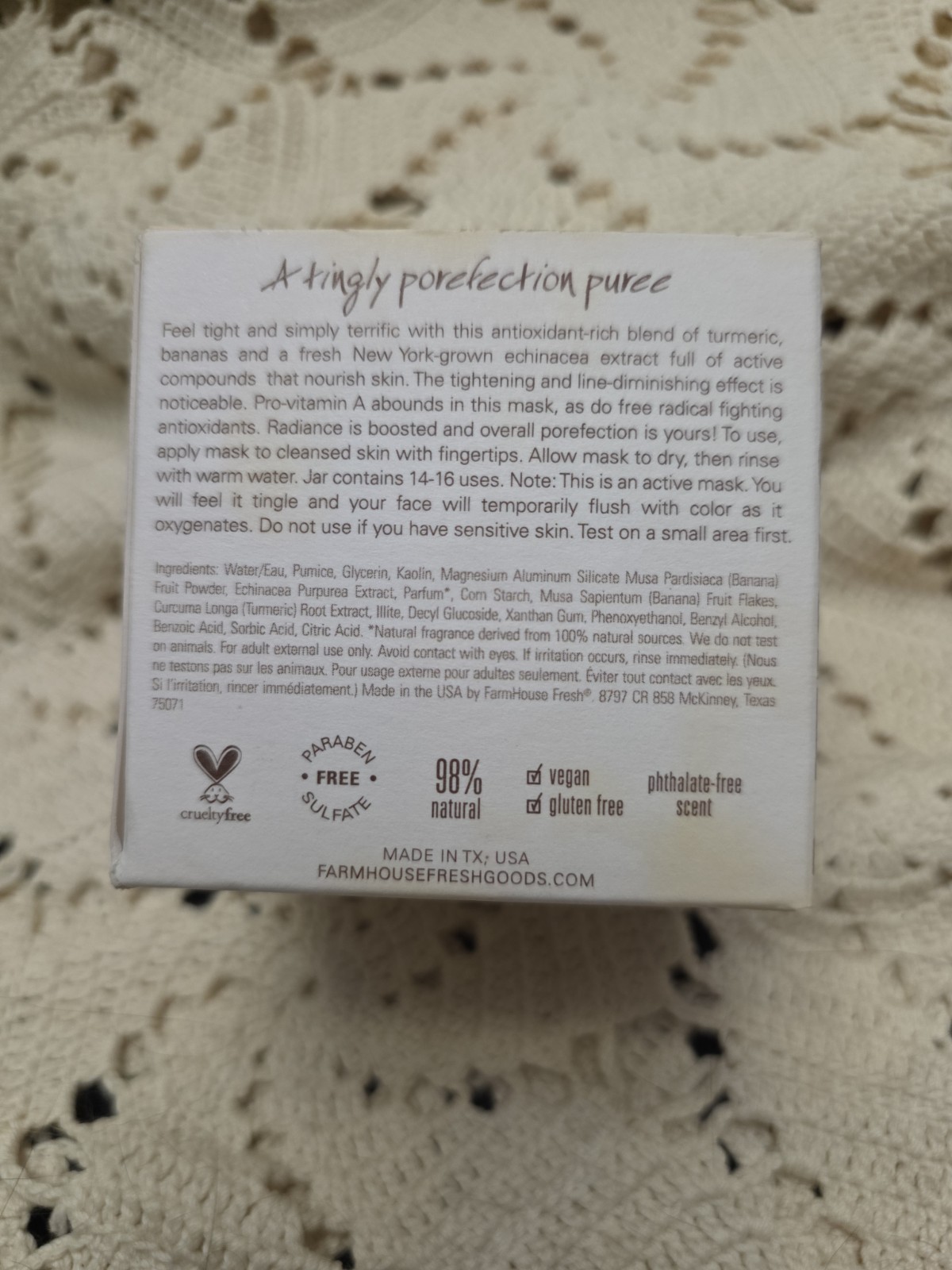 FHF Organics Mighty Tighty Rurmeric Banana Tightening Mask