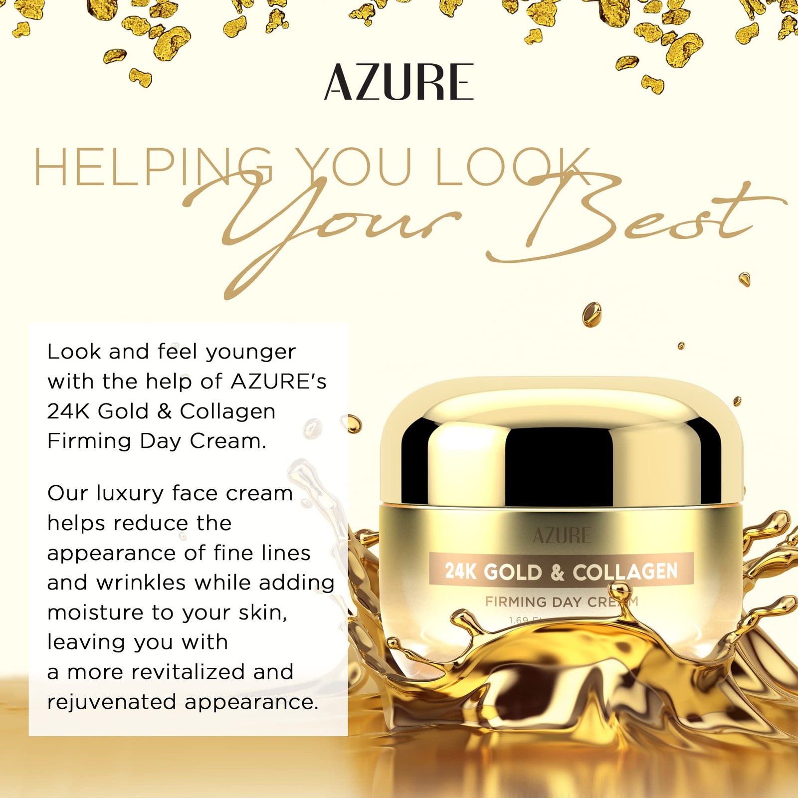 Azure Dermatologist Tested 24K Gold & Collagen Face Moisturizer K Beauty Ant…
