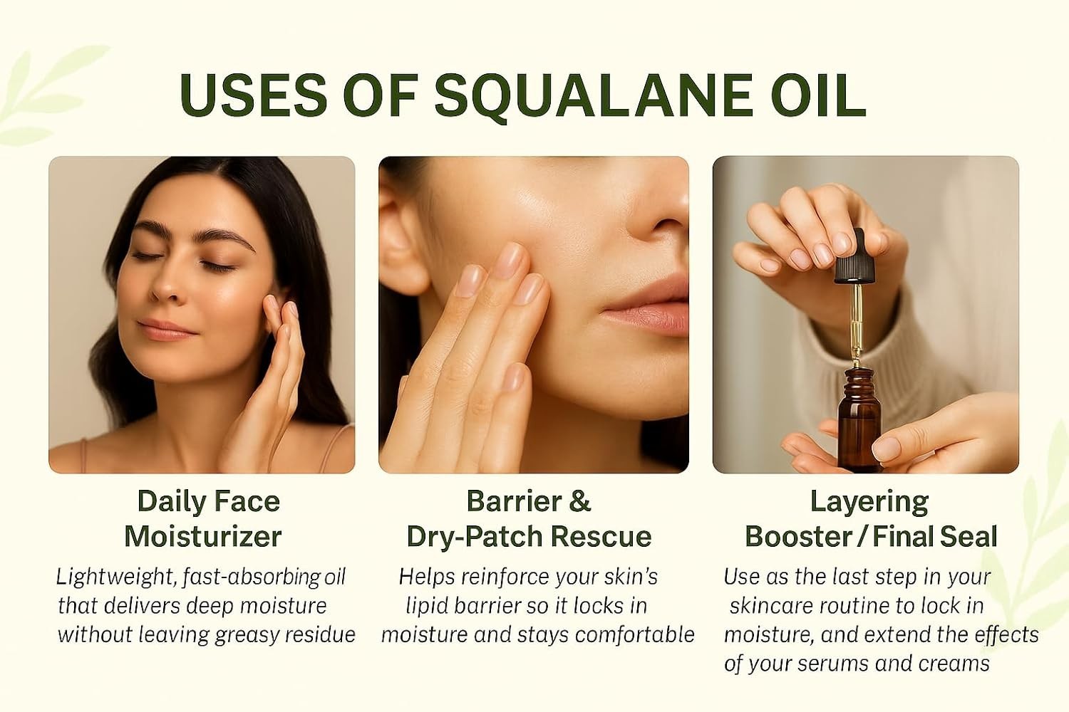 100% Pure Cold Press SQUALANE (Olive) Oil OLEIC ACID Restores Skin Elasticity