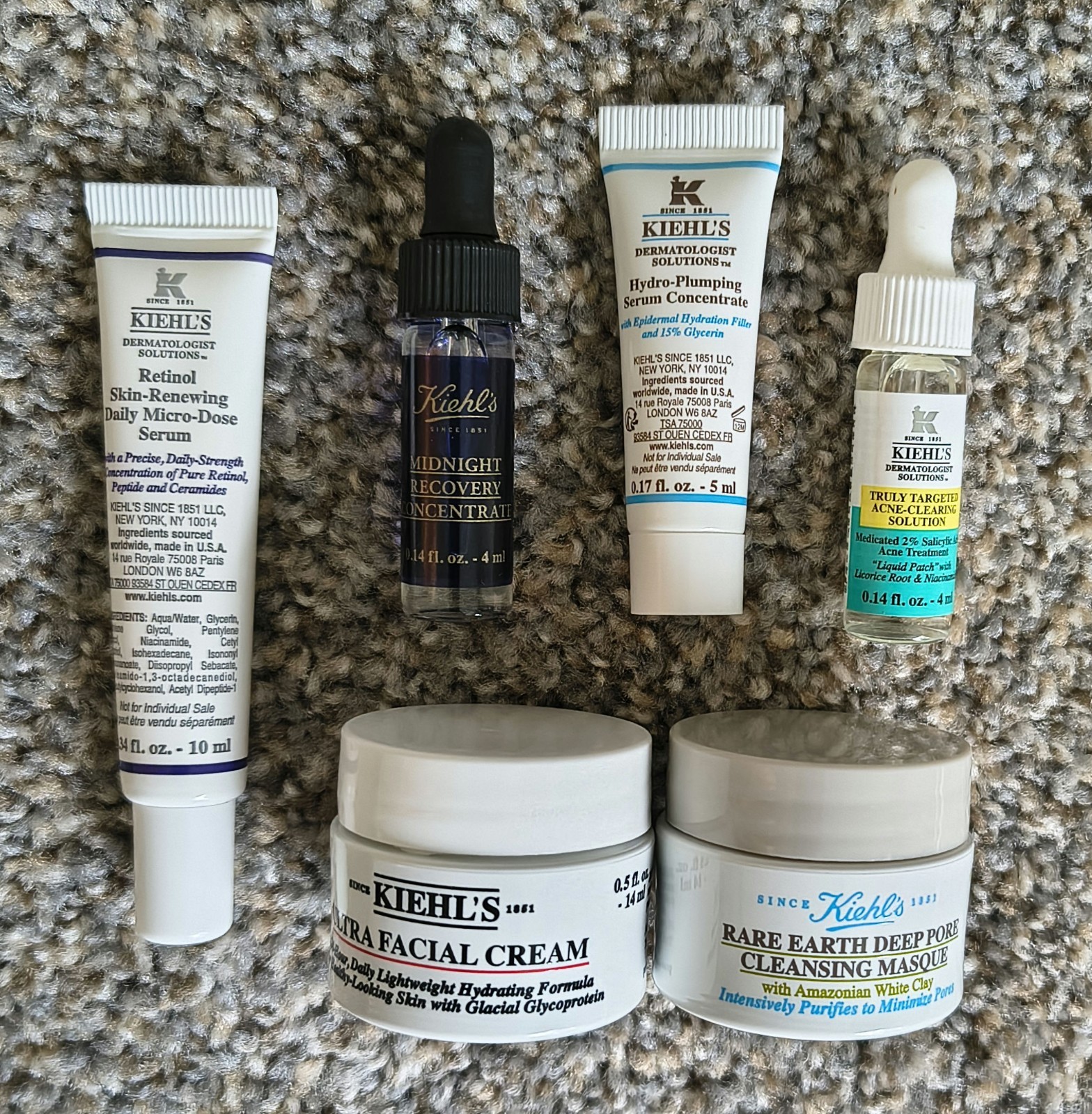 6 Kiehls Skincare Products Lot For Face – Anti-aging – Serums Cream Concentrate