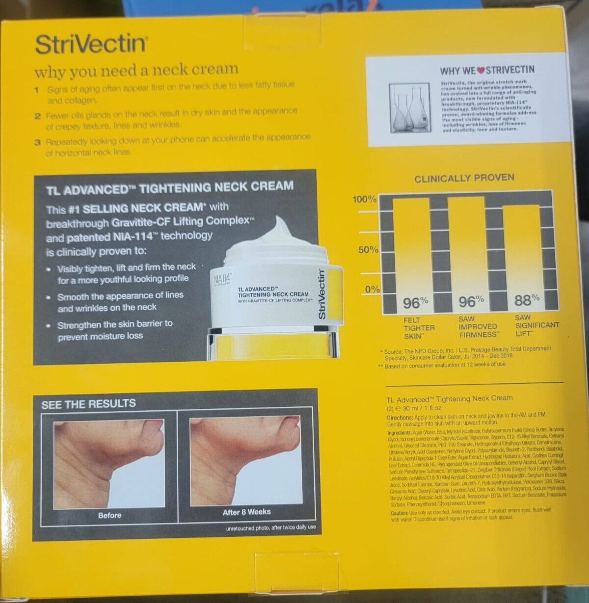 2 x Strivectin TL advanced Neck Tightening Cream with NIA114, 1oz (2 oz total)