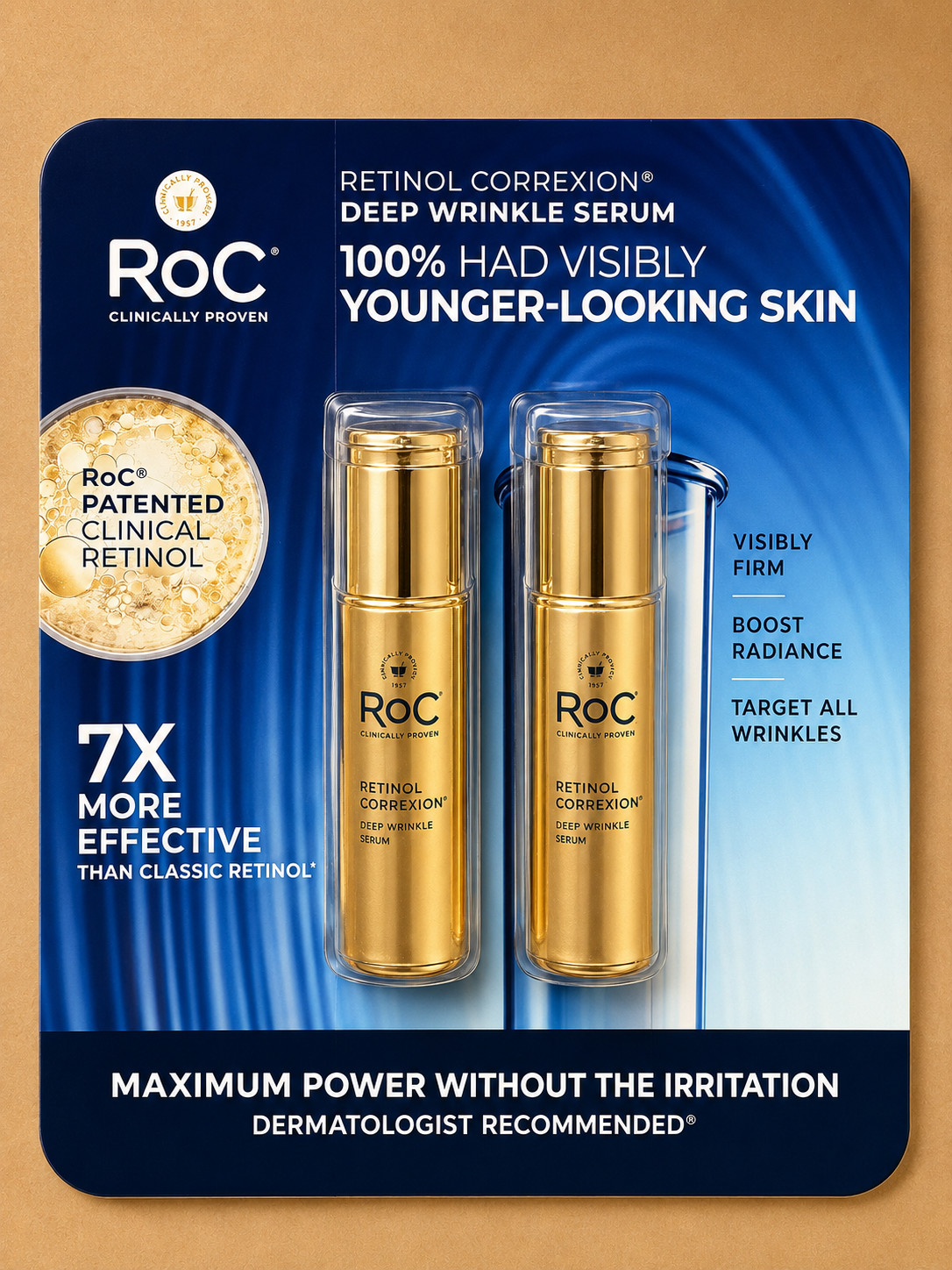 RoC Retinol Correxion Deep Wrinkle Facial Serum, Anti-Wrinkle, 1 oz., 2 pk.