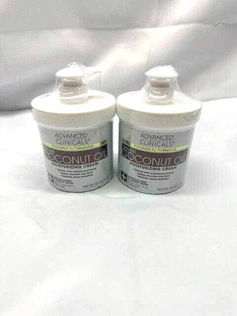 *LOT OF 2*Advanced Clinicals Coconut Oil Moisturizing Lotion-Spa Size-16 oz Each
