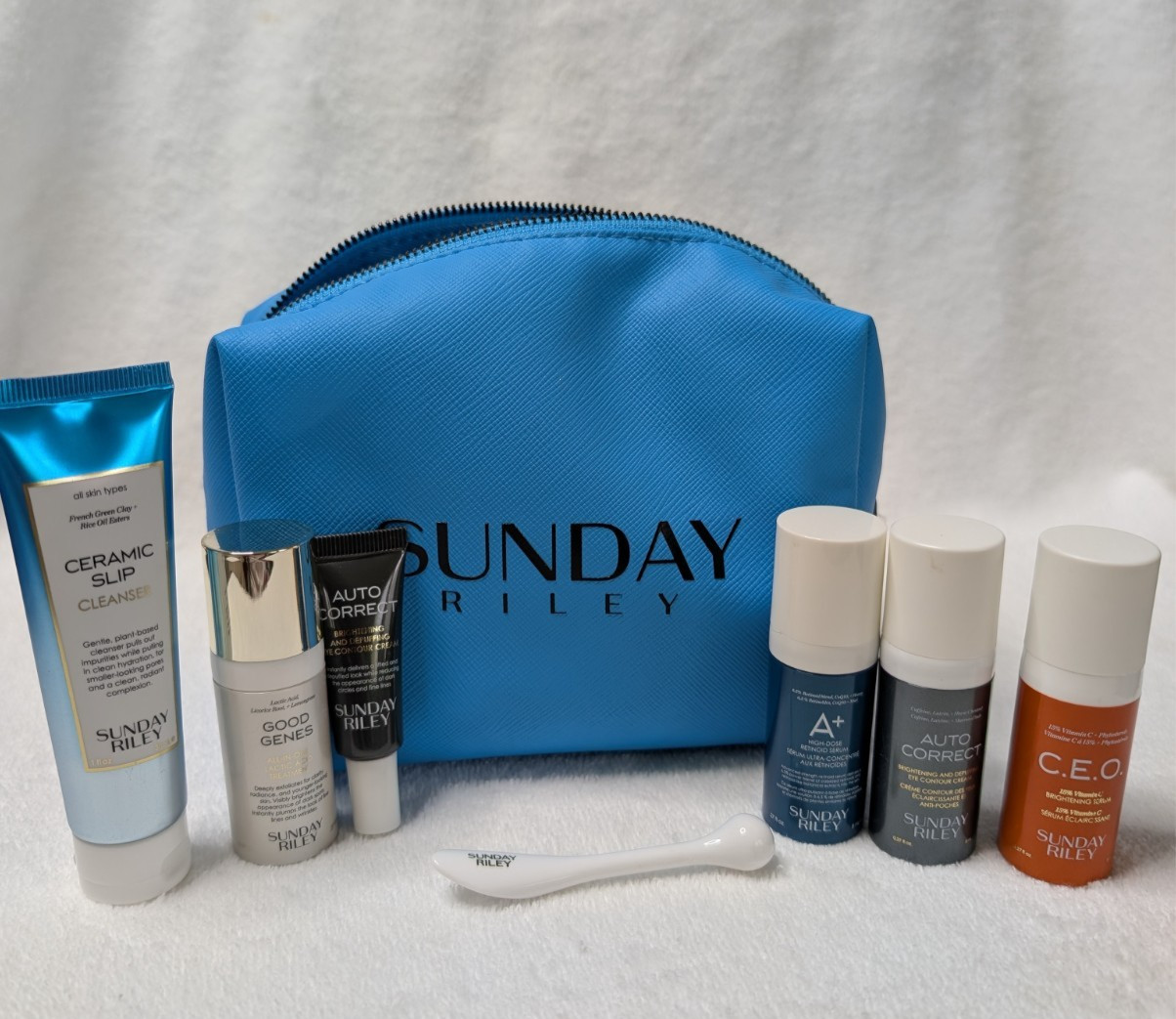 Sunday Riley Superstars Kit with Bag and Ceramic Slip Cleanser & Auto Correct