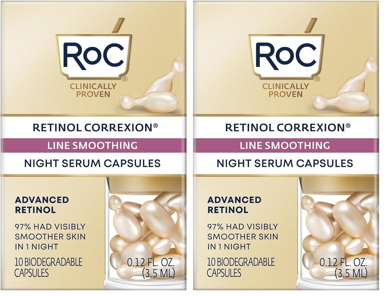 RoC Retinol Correxion Line Smoothing Night Serum Capsules X2 10 CAPS EACH