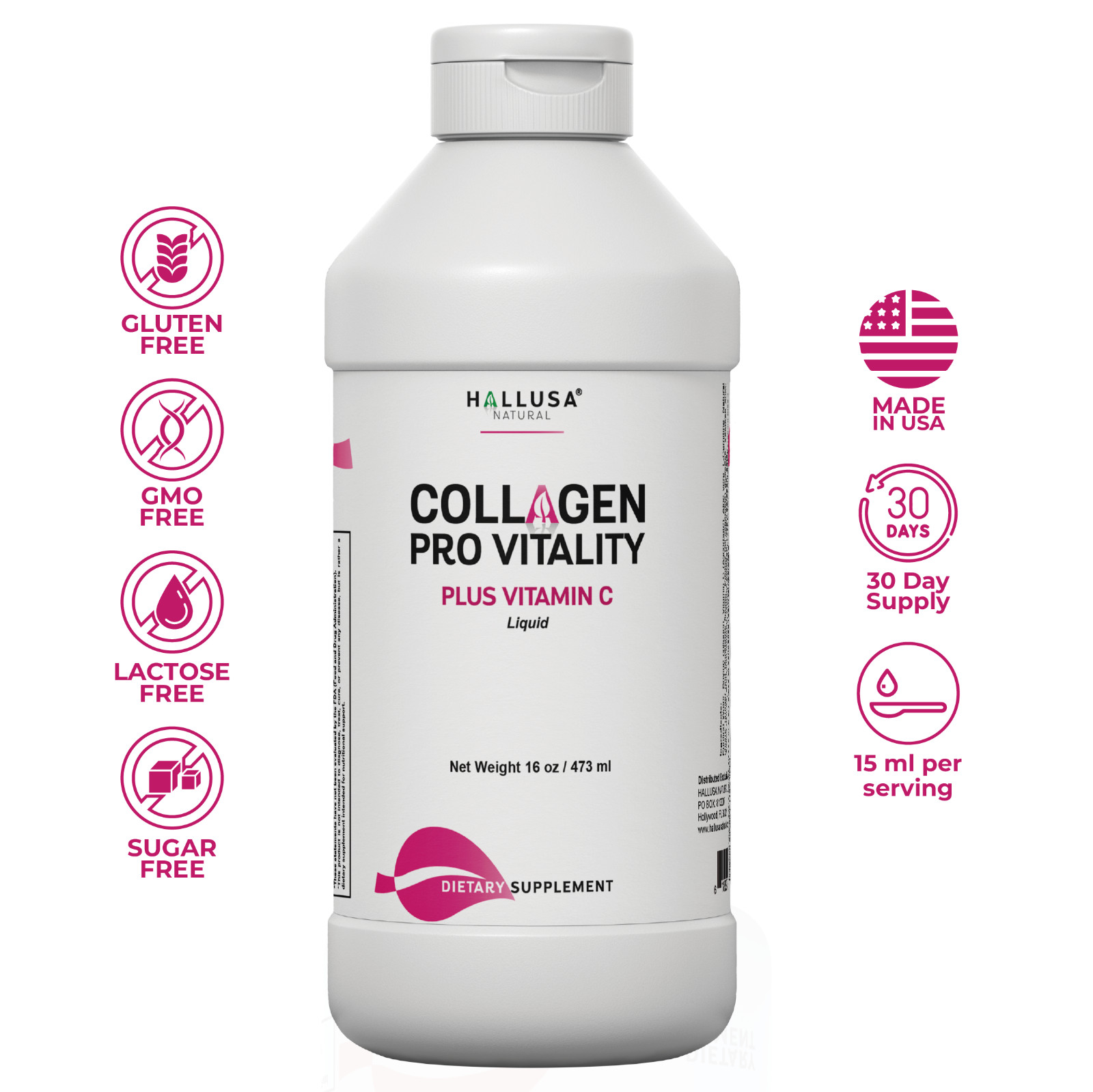 Collagen Pro vitality Plus Vitamin C | Liquid Hydrolyzed Collagen 16oz