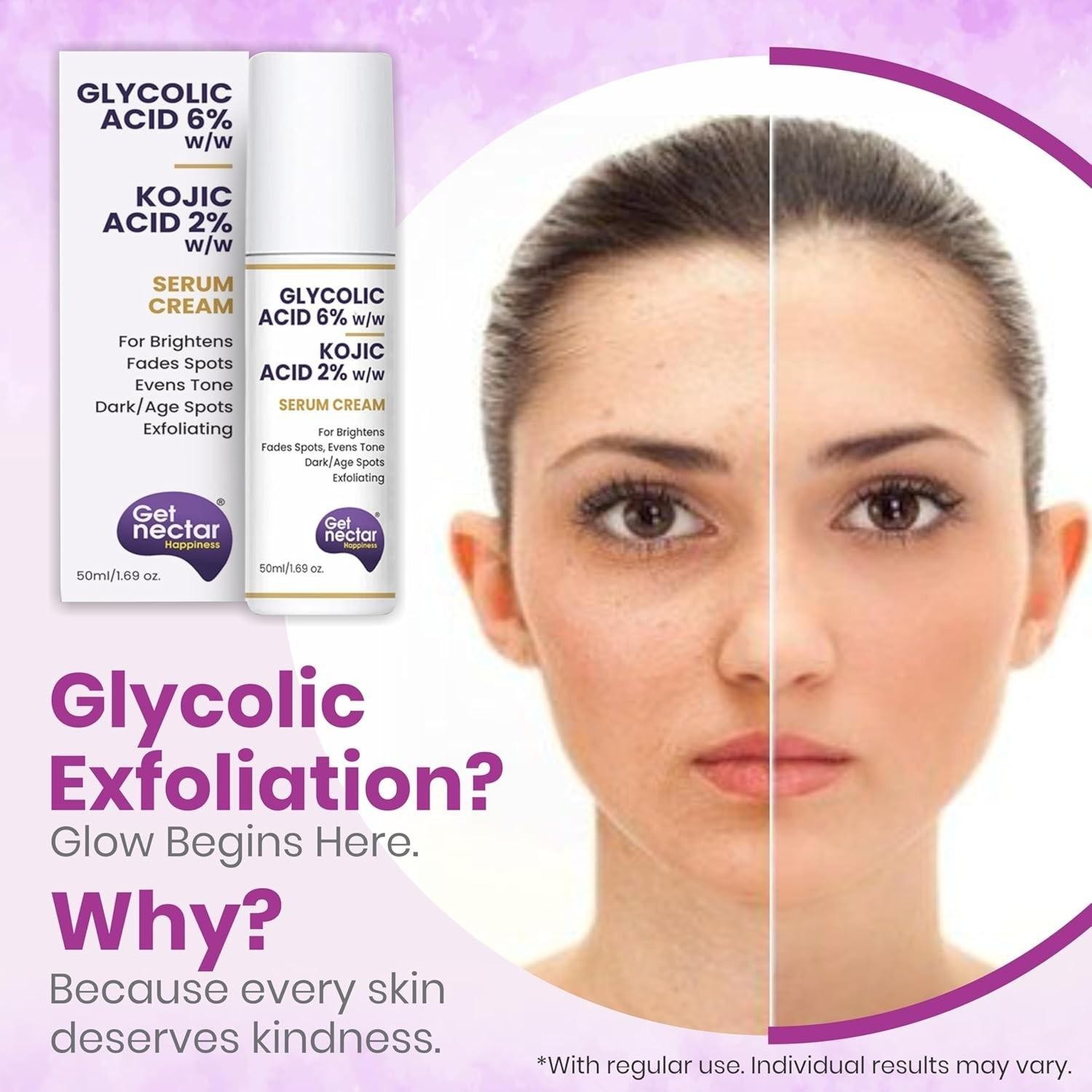 Nectaar Happiness 6% Glycolic & 2% Kojic Acid Serum Cream Dark spots 50 ml