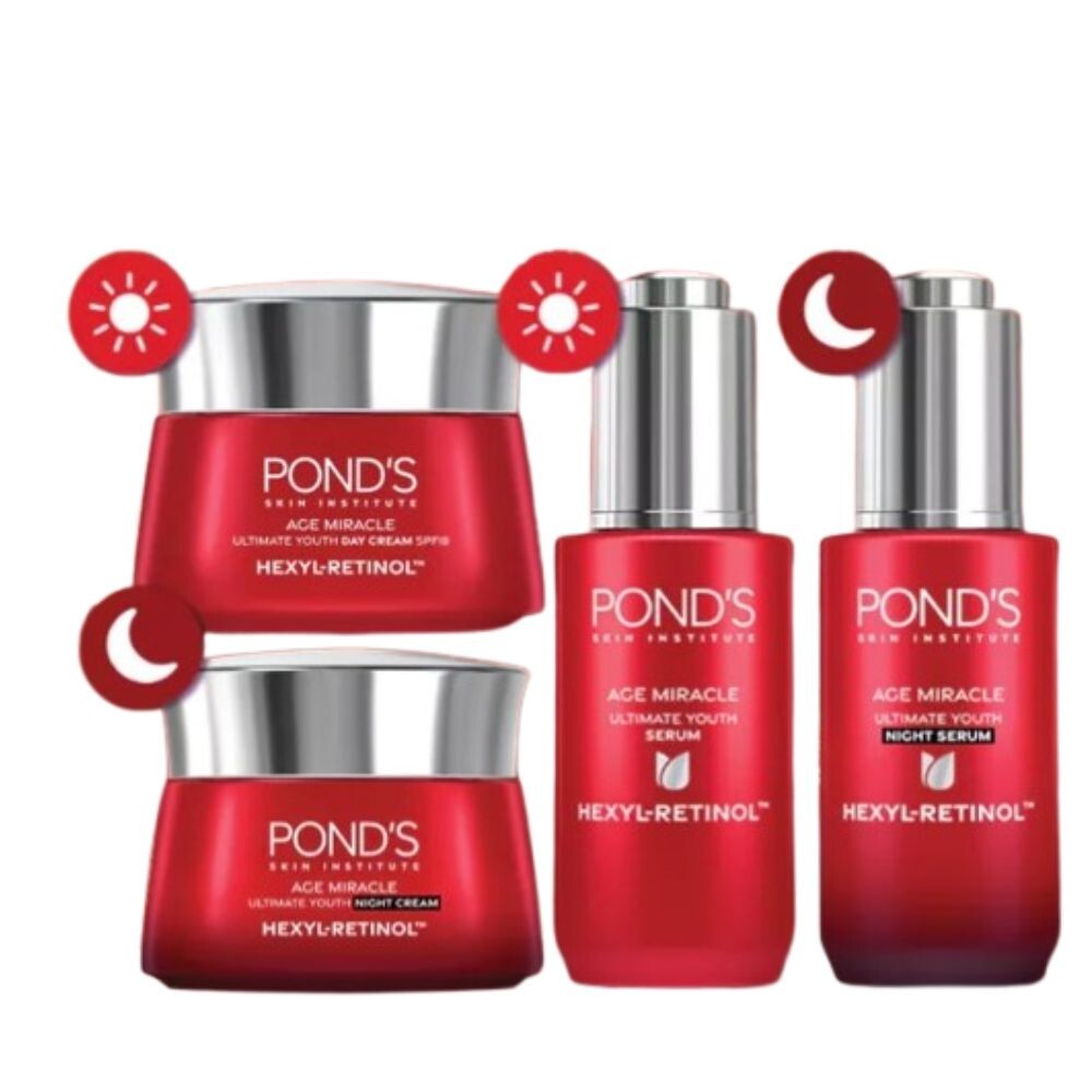 Pond’s Age Miracle Ultimate Cream Serum Set Day Night Hexyl-Retinol.