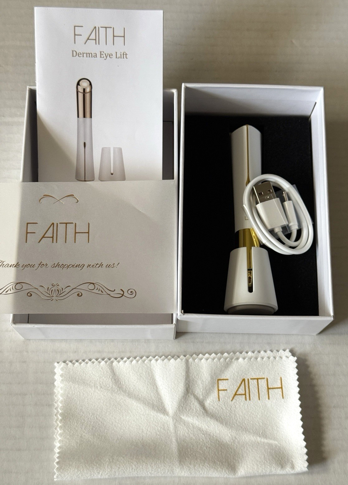 Faith Derma Eye Lift at Home Facial Skincare Device Anti-Aging Eye Massager Wand