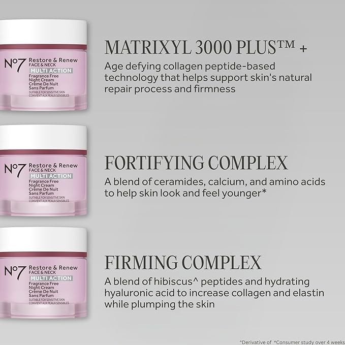 No7 Restore & Renew Face & Neck Multi Action Fragrance Free Night Cream (6114)