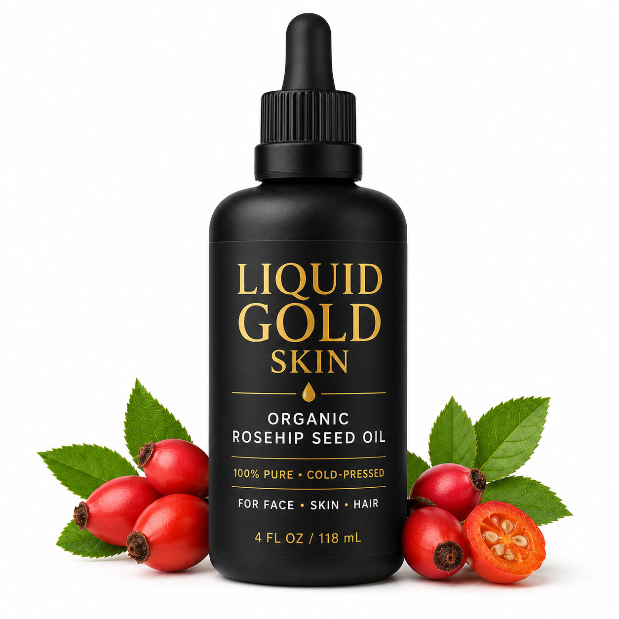 LIQUID GOLD SKIN Organic Rosehip Seed Oil 100% Pure • Face, Skin & Hair