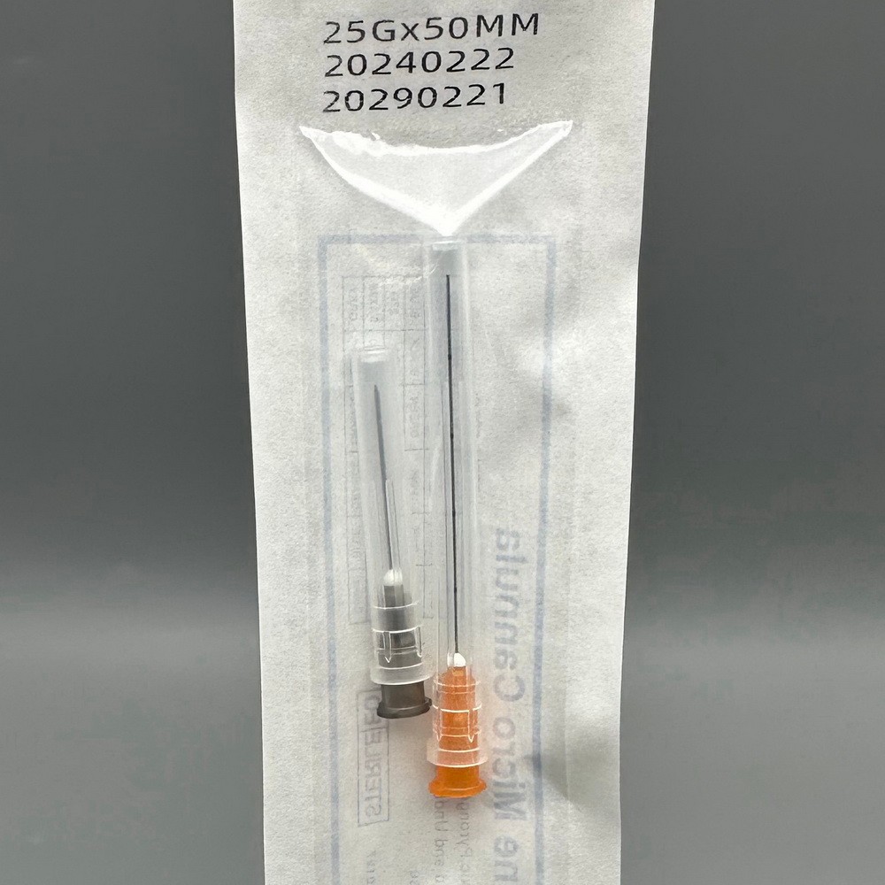50Pcs Disposable Sterile Micro Cannula with Puncture Blunt Tip for Acid Fillers