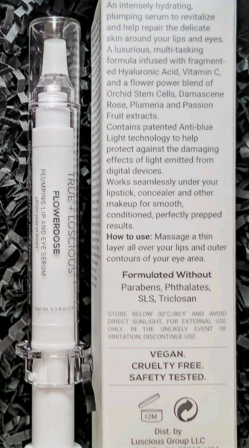 True + Luscious Flowerdose Hydrating 2-in-1 Lip Plumping and Eye Serum BNIB