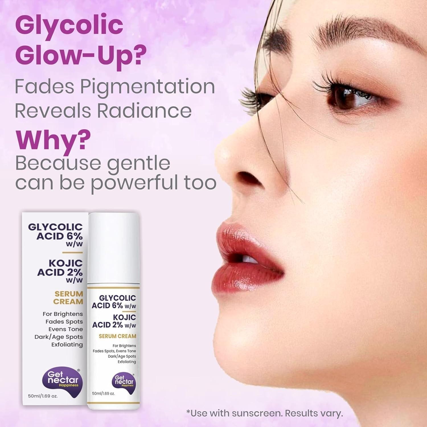 Nectaar Happiness 6% Glycolic & 2% Kojic Acid Serum Cream Dark spots 50 ml