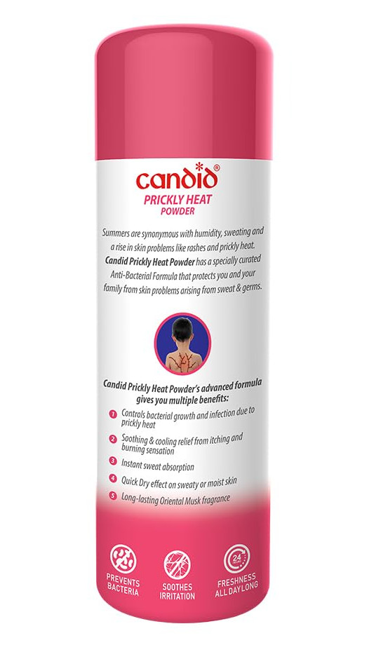 Candid Prickly Heat Powder With Rose | 120 Gm relief from itching and burning