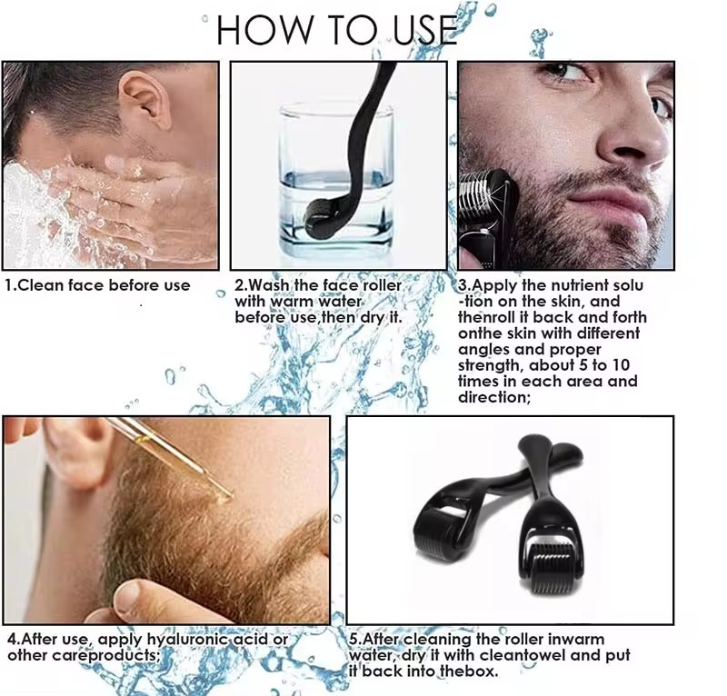 Beard Derma Roller For Hair Loss Beard Growth 0.25MM Titanium Derma Roller micro