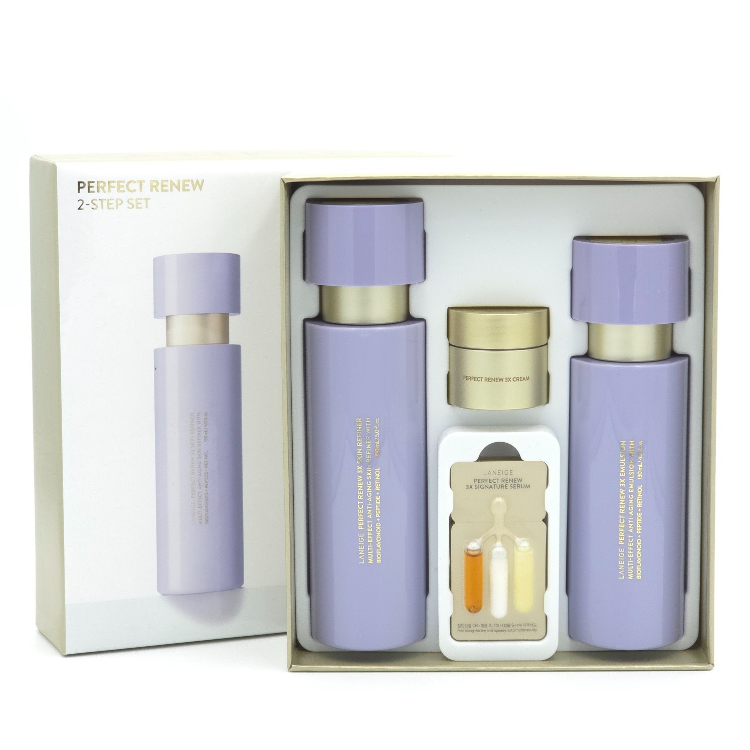 Laneige Perfect Renew 3X 2 Step Set Skin Refiner Emulsion Serum Cream K-Beauty