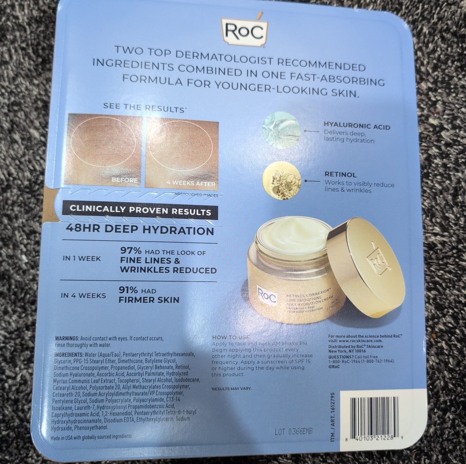 RoC Retinol Correxion Max Hydration Cream, 1.7 oz & 3.4 oz new