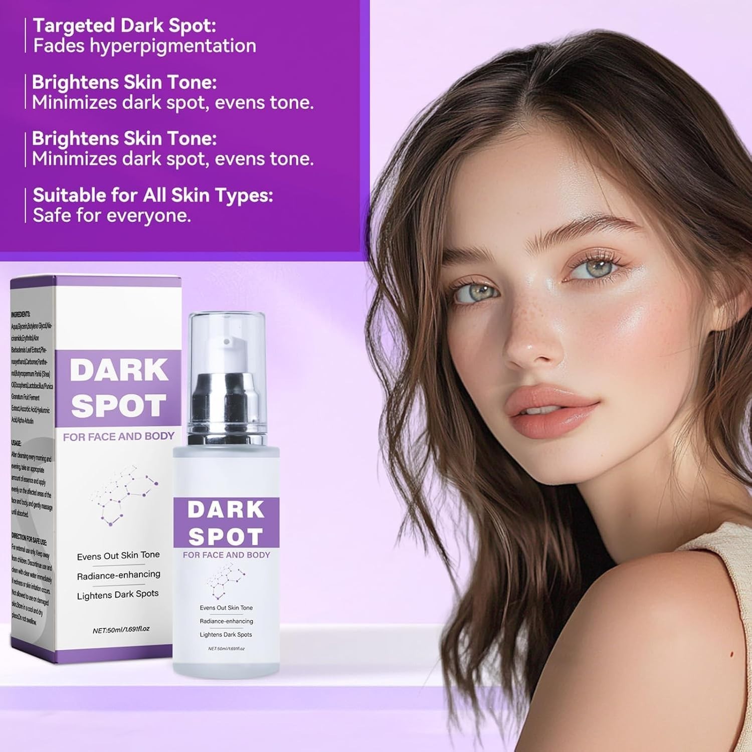 Effective Dark Spot Remover for Face & Body – Age Spots, Sun Spots, Freckles, Me