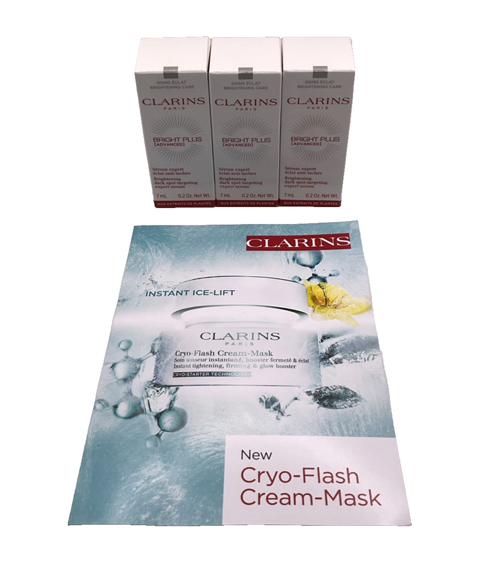 Clarins Bright Plus Advanced Brightening Serum Cryo Flash Cream Mask EXP 2029