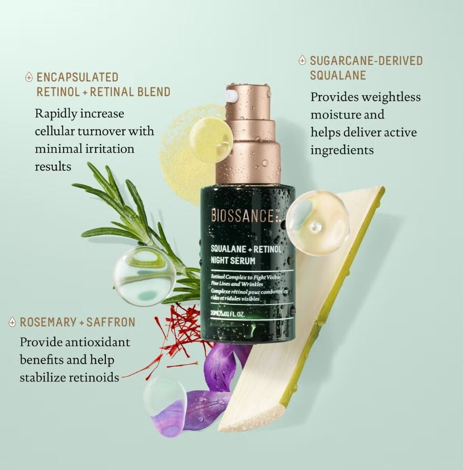 5 Pieces Lot – Biossance Squalane + Retinol Night Serum 30ml – Anti-Aging