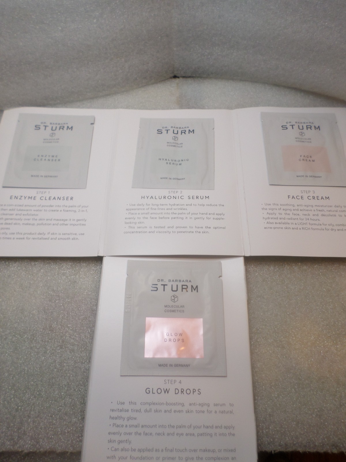 20 x DR BARBARA STURM ENZYME CLEANSER HYALURONIC SERUM FACE CREAM GLOW DROPS
