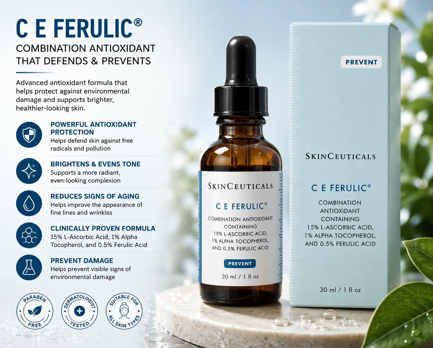 SkinCeuticals CE Ferulic Serum 15% Vitamin C 1oz –Fresh not Oxidized New (Real)
