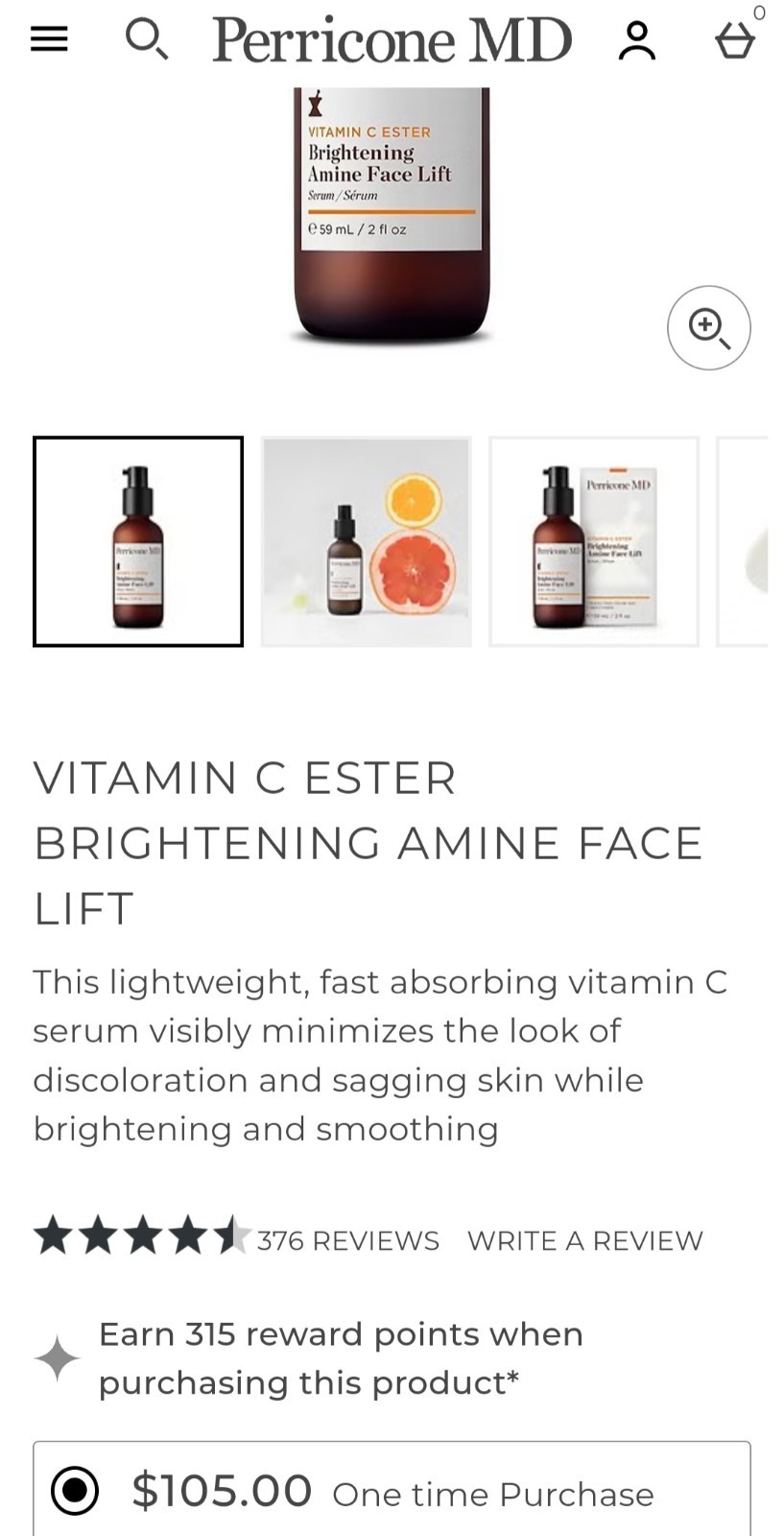 Perricone MD Vitamin C Ester Brightening Amine Face Lift 2oz