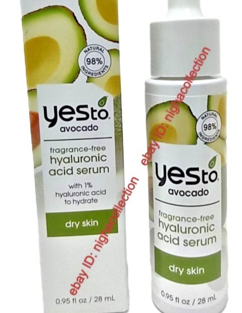 NEW Yes To Avocado Fragrance Free Hyaluronic Acid Serum Dry Skin .95 oz