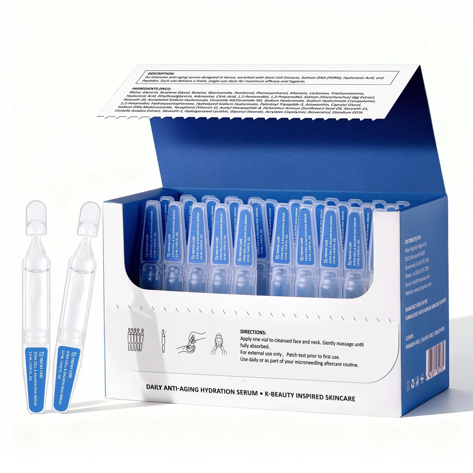TRSTAY LUXE Stem Cell Salmon DNA PDRN Serum – Microneedling Aftercare Anti-A…