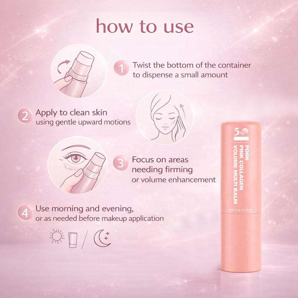 Pink Collagen Volume Multi Balm Stick – Wrinkle & Hydrating Stick for Face, Lips