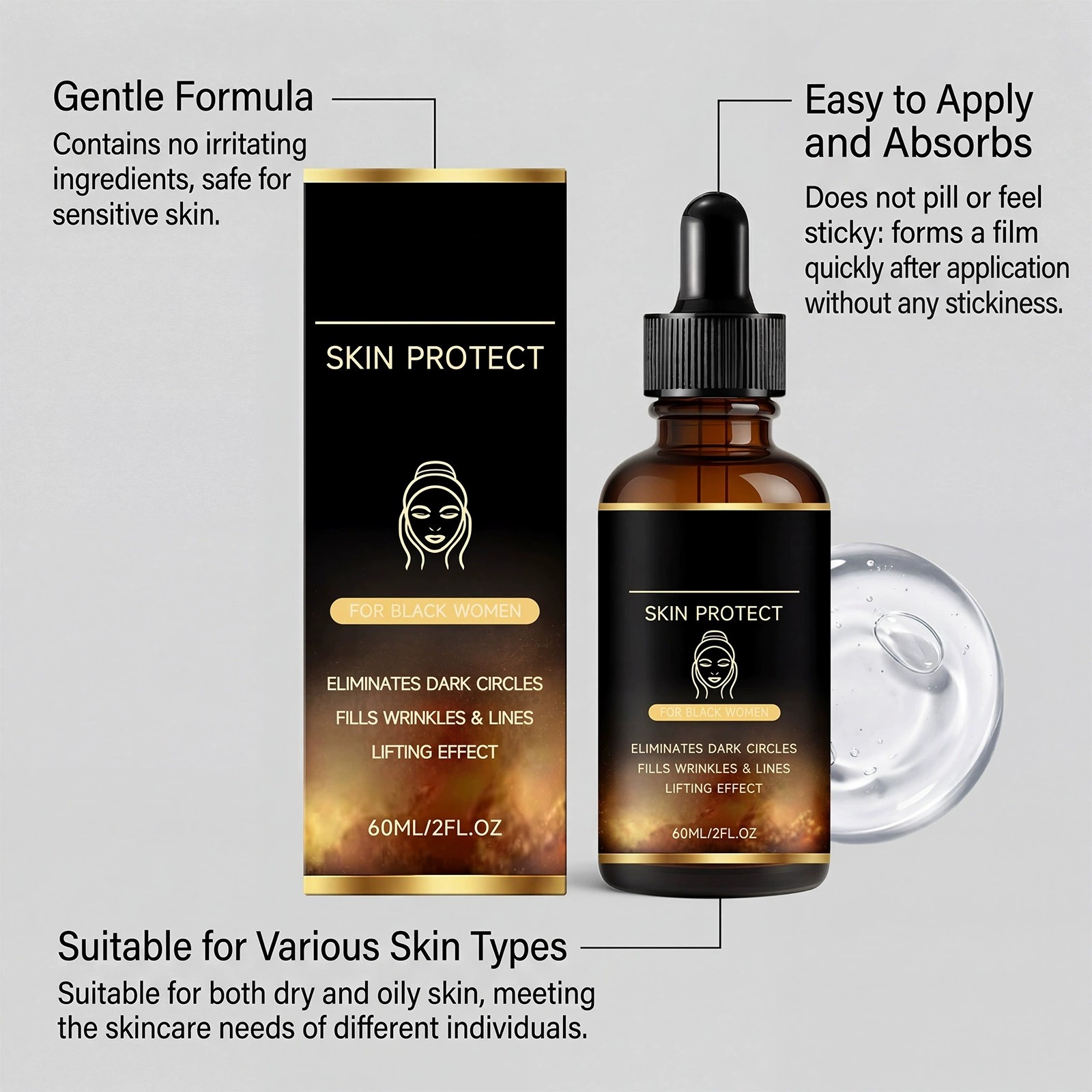 1-5PCS Skin Protect Serum Black Women Gentle Facial Skin Care Moisturizing Serum