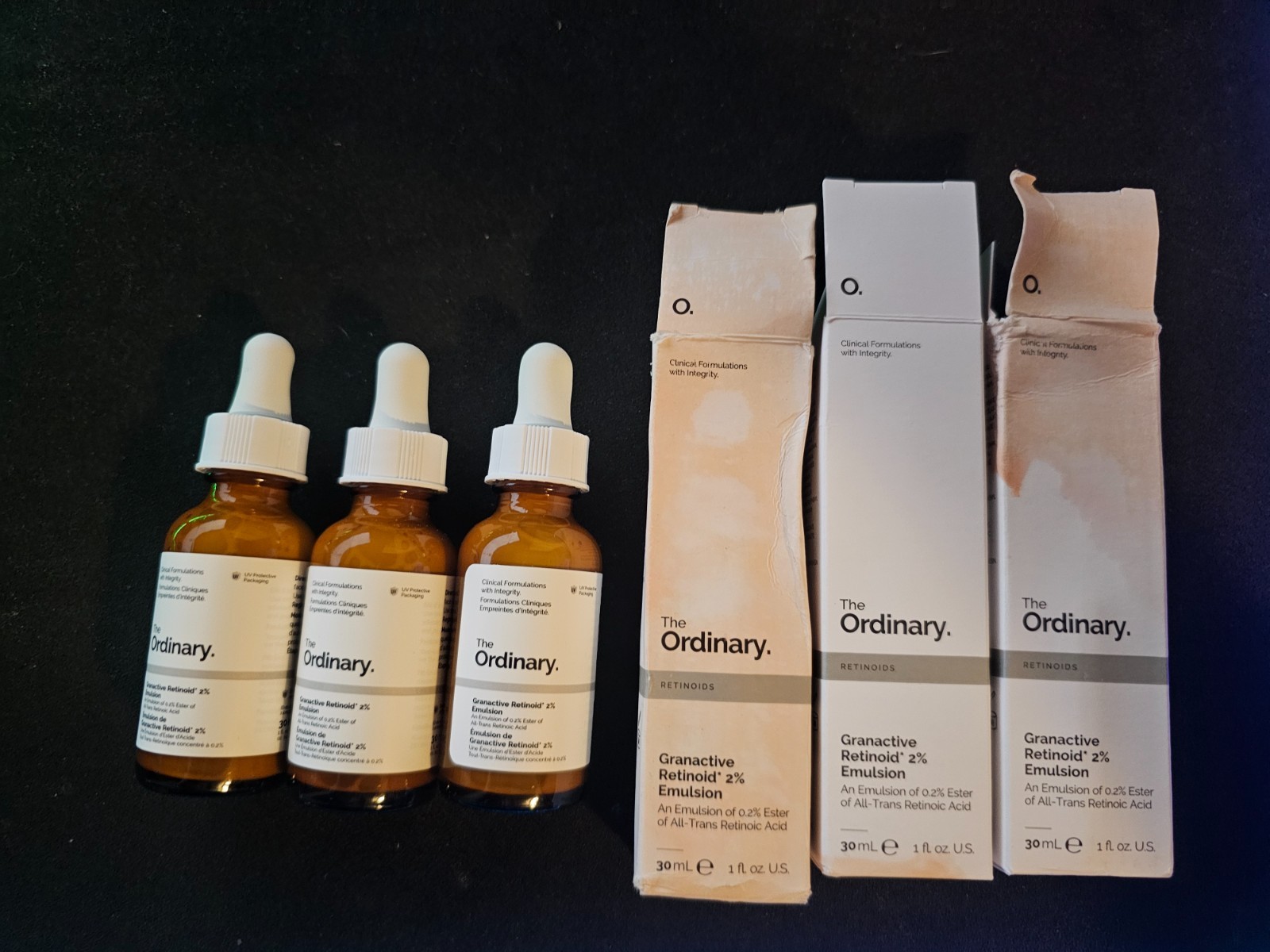 Lot of 3 The Ordinary Granactive Retinoid 2% Emulsion 1oz/30ml (NEW) Box Damaged